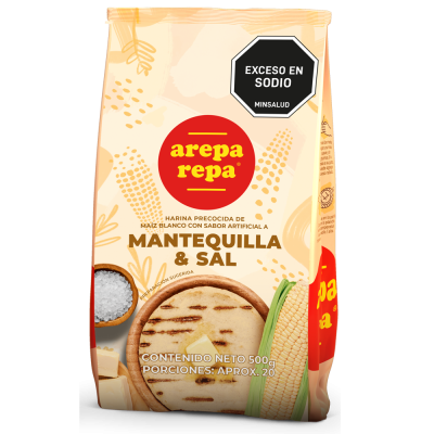 Harina Precocida de Maíz ArepaRepa Mantequilla y Sal 500g