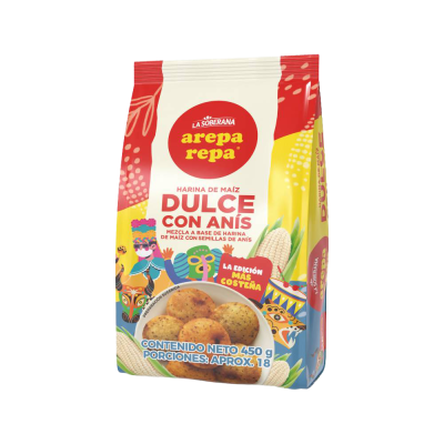 Mezcla de harina de maíz Areparepa dulce con anis 450G